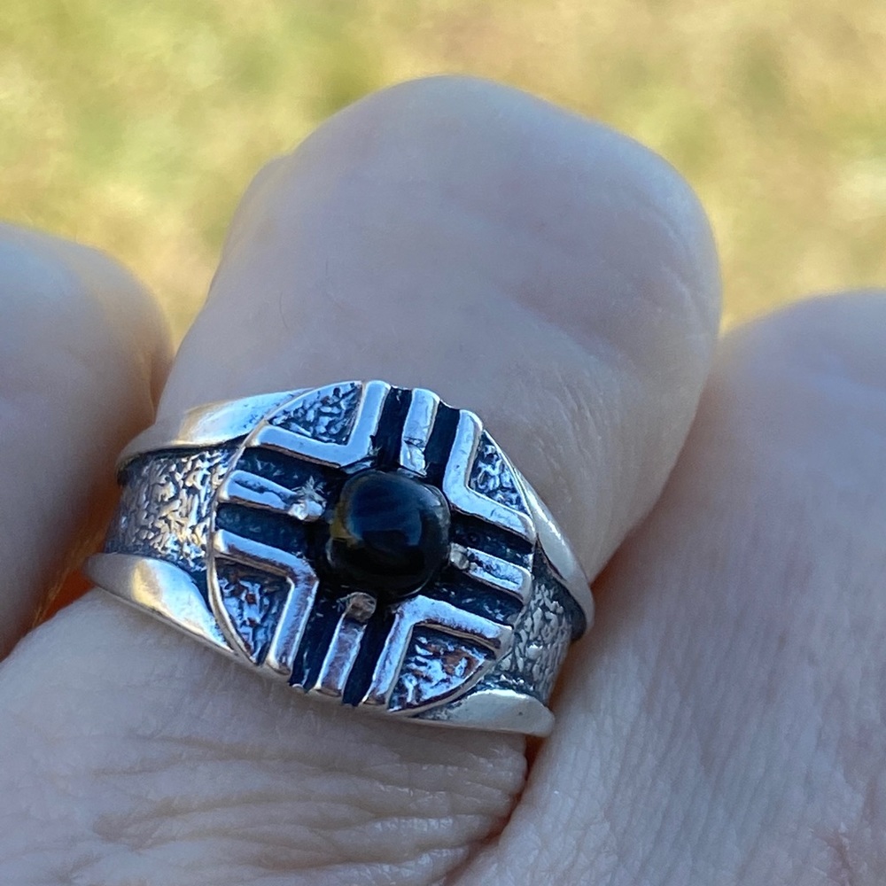 MEDICINE WHEEL Ring .925 Sterling Silver w/ genuine Star Diopside made in USA - Picture 2 of 14